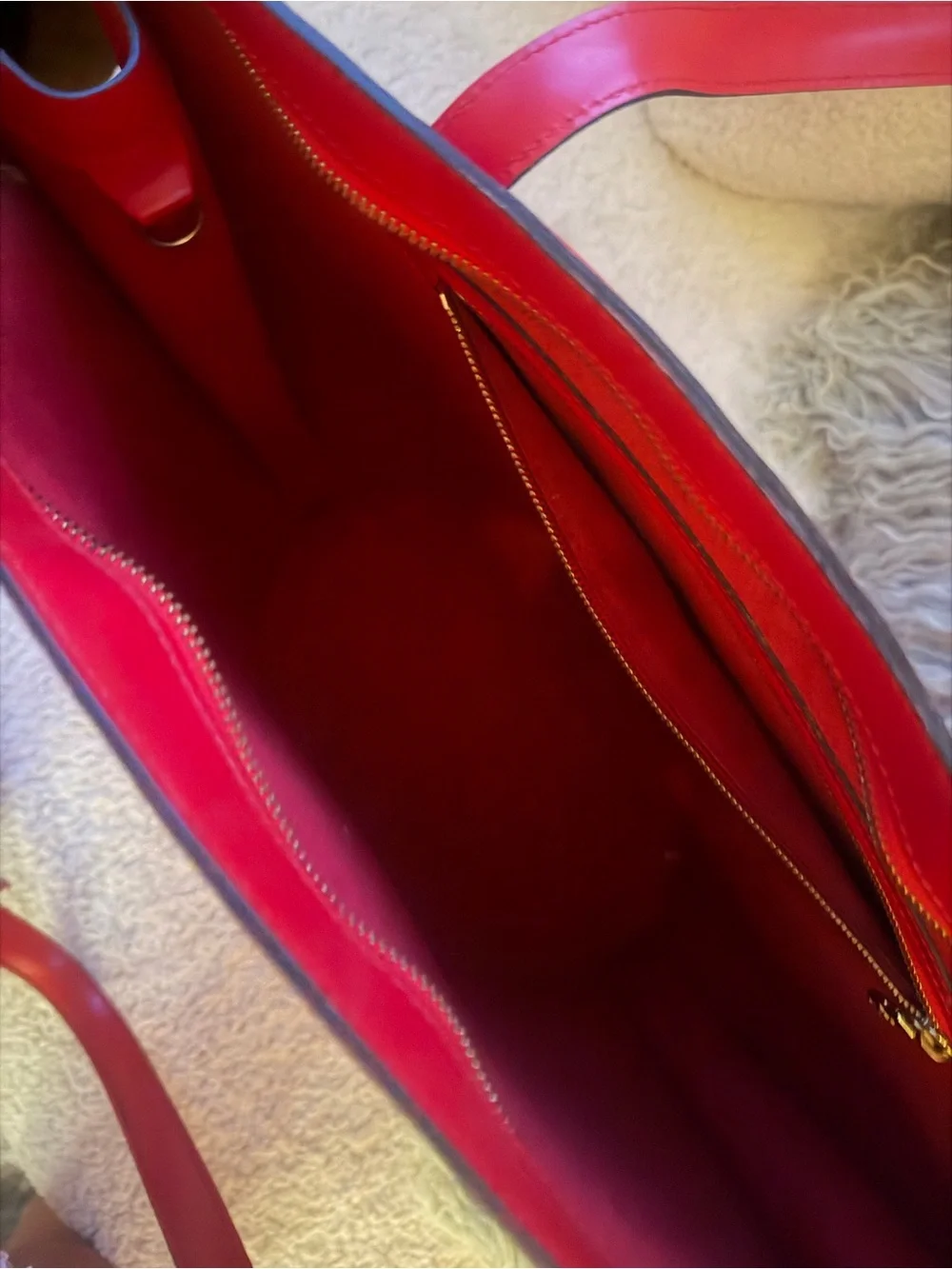 Red Structured Leather Tote Bag - Women's Handbag